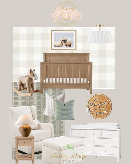 Nursery inspiration, sage green, wood tone crib, side table, lamp, nursery wall decor

#LTKbump #LTKhome #LTKbaby
