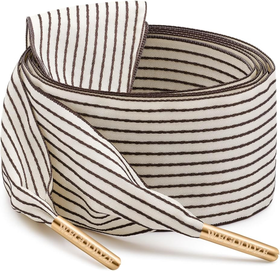 Stripe Ribbon Shoelaces for Sneakers: 1 Pair 4CM Wide Striped Shoe Laces | Amazon (US)