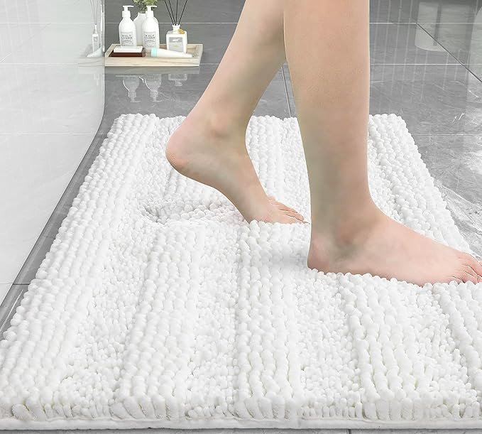 Yimobra White Bathroom Rug Mat, Non Slip Quick Dry Bath Mats, Extra Thick and Super Absorbent Bat... | Amazon (US)