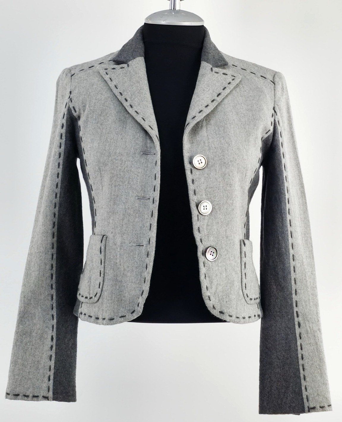 Moschino Cheap And Chic Wool Blazer Jacket Gray Contrast Stitch Italy Women US 8 | eBay US