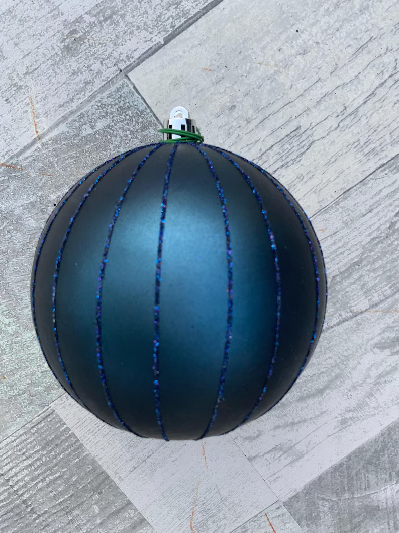 Blue, Ball Ornament, Midnight Blue, Glitter Accent, Matte Finish, Ball Ornament, 4 Diameter - Ets... | Etsy (US)