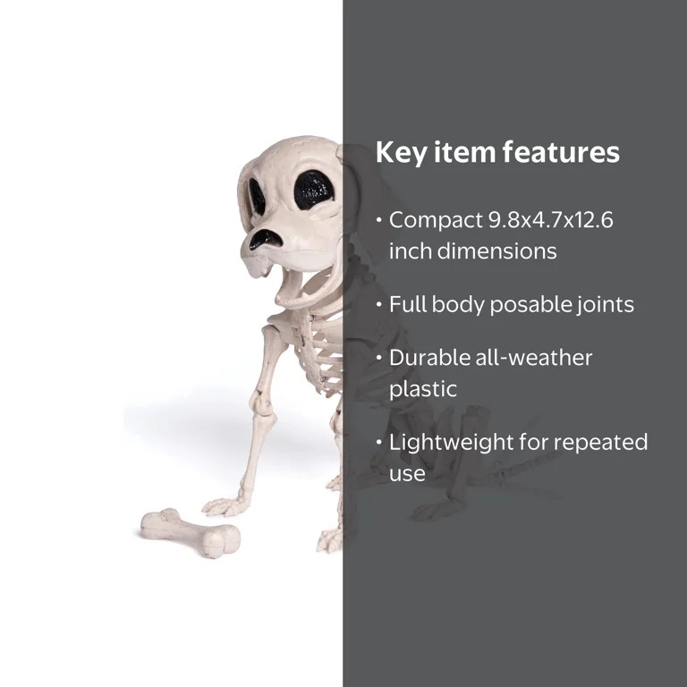 Joyfy 9.8 Inch Halloween Skeleton Dog Skeleton Halloween Decor,Pose-N-Stay Plastic Skeleton Bones... | Walmart (US)