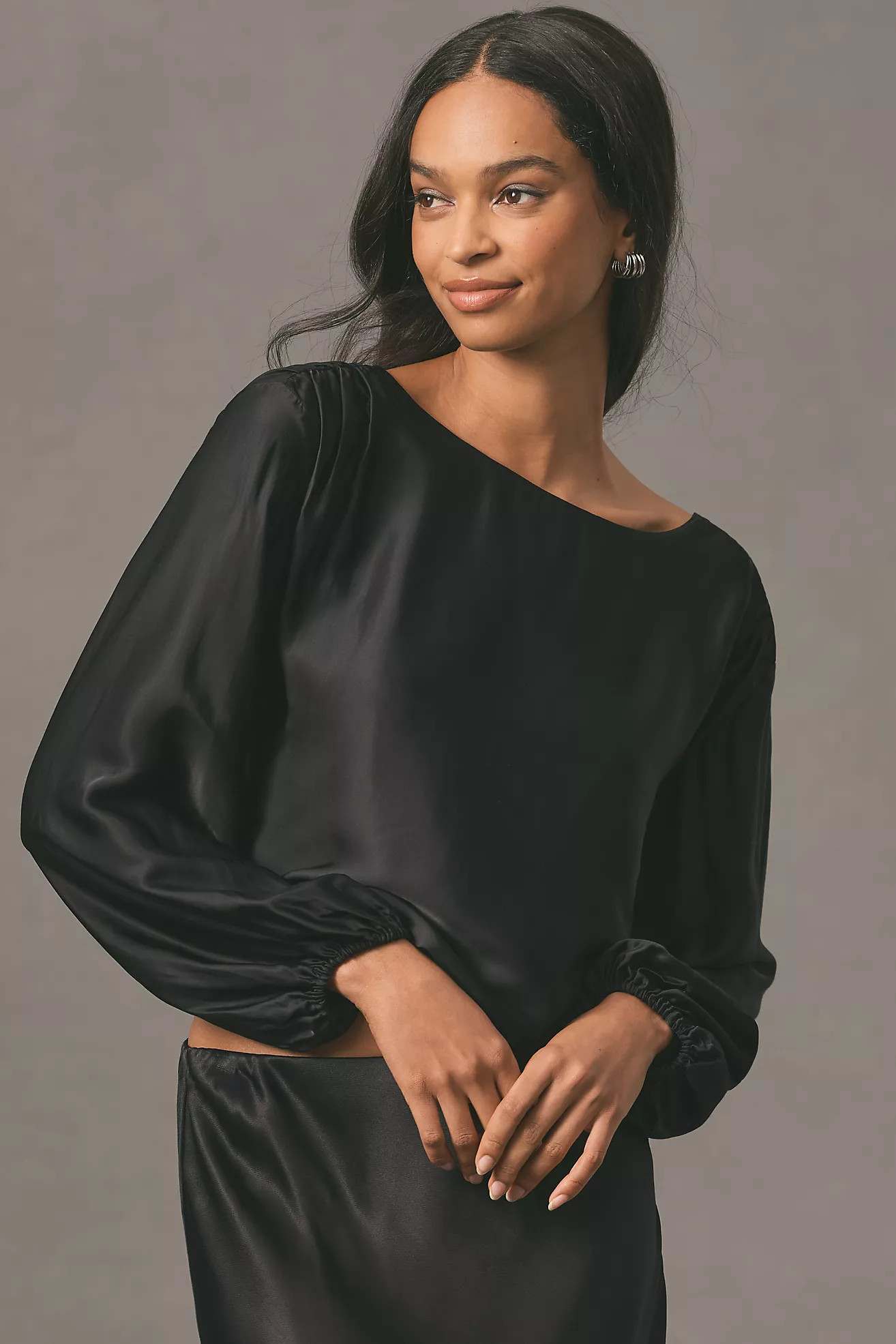 By Anthropologie Balloon-Sleeve Silky Blouse | Anthropologie (US)