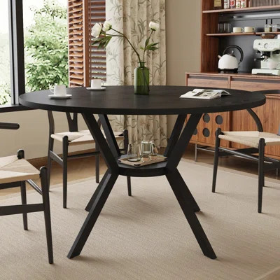 42 Inch Round Dining Table With Storage Shelf | Wayfair North America