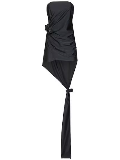 Coperni - Rose detail stretch jersey mini dress - Black | Luisaviaroma | Luisaviaroma