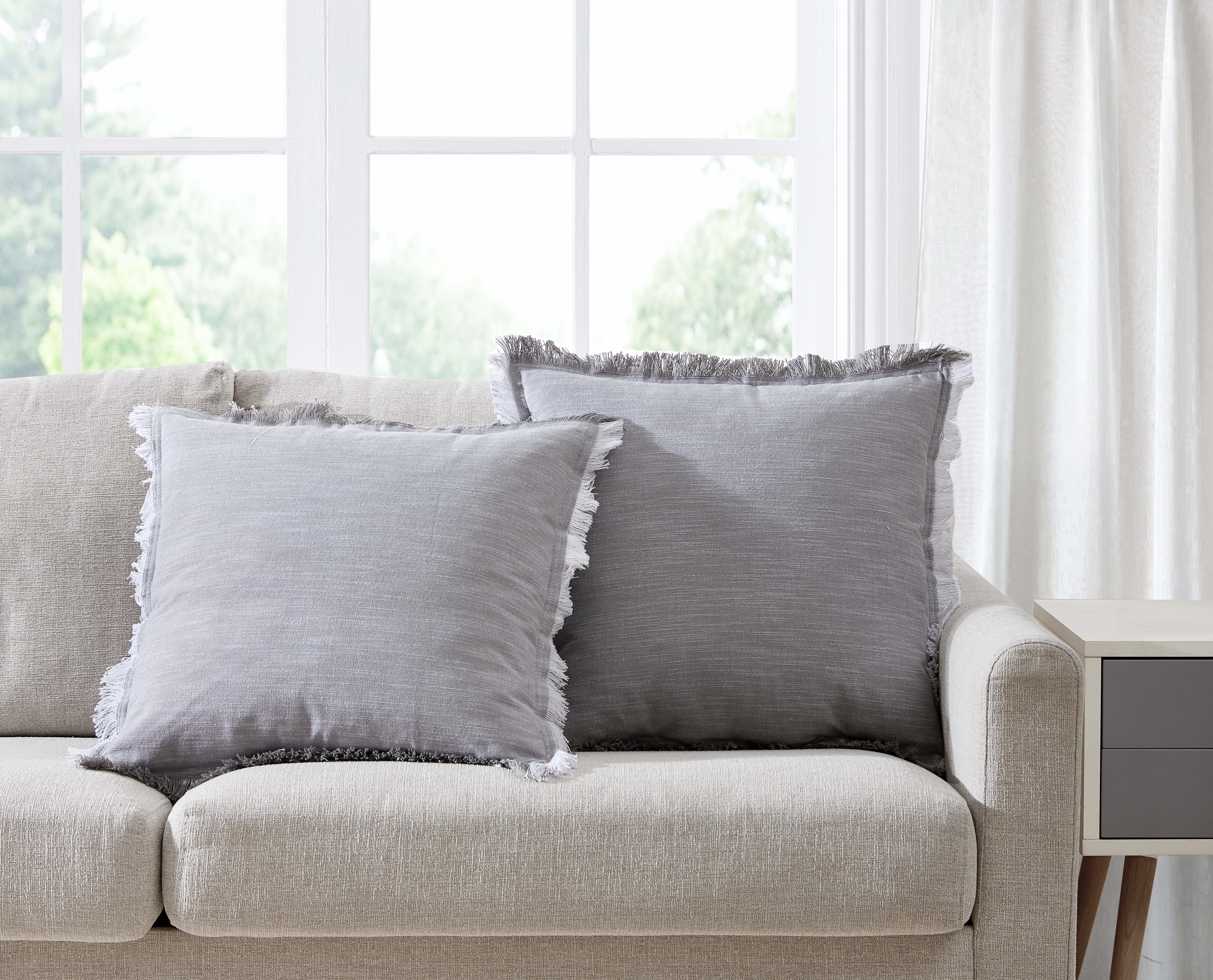 Better Homes & Gardens, Contrast Cotton Fringe Decorative Throw Pillow, Grey, 20'' x 20'', 2 Pack... | Walmart (US)