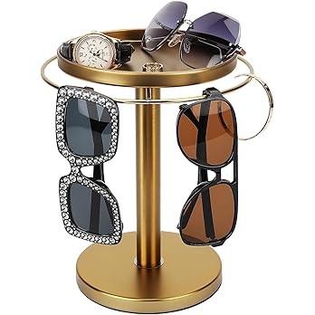 360° Rotating Sunglass Organizer Storage, Stainless Steel Glasses Holder Stand, Glasses Organize... | Amazon (US)