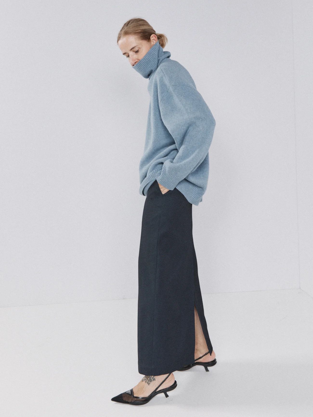 Cropped displaced-sleeve roll-neck wool sweater | Raey | Matches (UK)