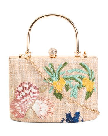 Embroidered Palm Trees Clutch | TJ Maxx