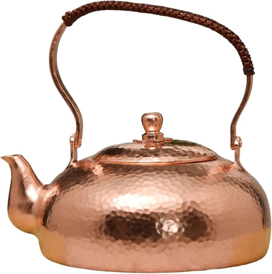 kkekos Handmade Copper Teapot Tea Kettle Chinese Teapot for Stovetop (2000ml,Rose) | Amazon (US)