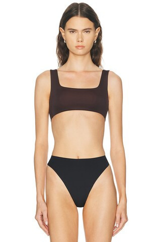 Left On Friday Streamline Bikini Top in Chocolate | FWRD 