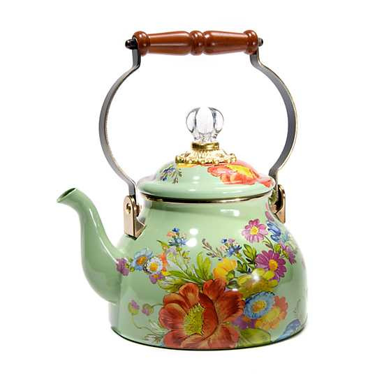 Green Flower Market 2 Quart Tea Kettle | MacKenzie-Childs