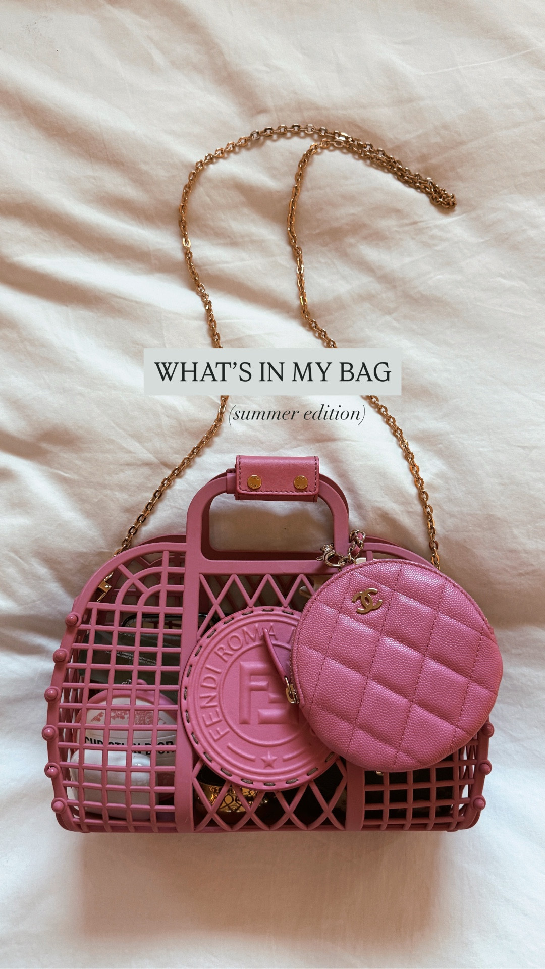 ASMR What’s in My Bag 💗 Summer Edition
My current fave: the Fendi mini basket jelly bag 💕 I’m usually all about neutrals, but I love adding a pop of color in the summer, and this pink is everything! I’ve always been into see-through bags (because yes, I love peeking into other people’s bags too 😅👀) and this one takes me straight back to childhood. I had a jelly bag just like it and filled it with lip gloss, stickers, and friendship bracelets 💫
Now it’s sunnies, SPF, and a little nostalgia.

And while this one’s a luxe version, you don’t need to splurge to get the vibe… so many other brands have come out with their own take on the summer basket jelly bag. It’s all about the feel-good throwback ✨🌈 

#LTKBeauty #LTKSeasonal #LTKItBag