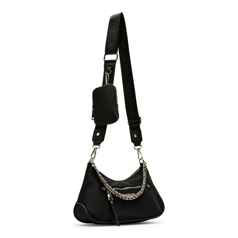 Madden NYC Women's Chain Crossbody Handbag with Pouch, Black | Walmart (US)