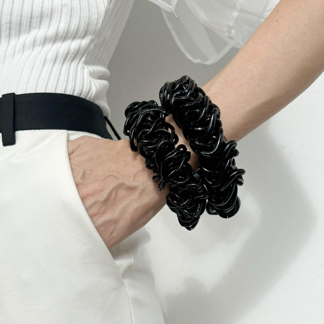 Oversized Black Chunky Chain Bracelet, Bold Boho Chic Jewelry - Etsy | Etsy (US)