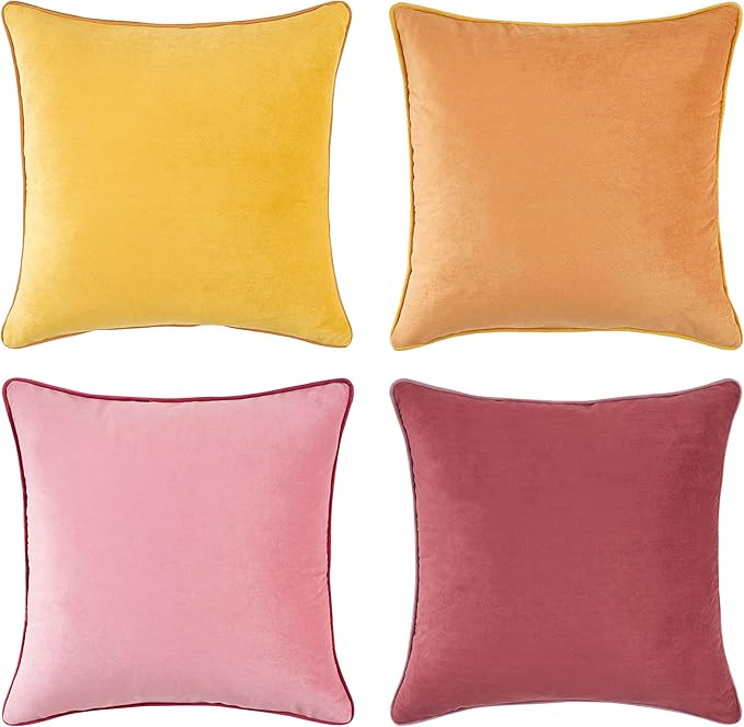 MONDAY MOOSE Decorative Throw Pillow Covers Cushion Cases, Set of 4 Soft Velvet Modern Double-Sid... | Amazon (US)
