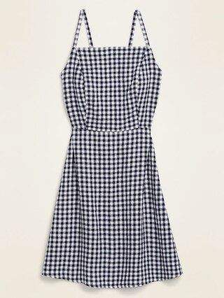 Gingham Linen-Blend Fit & Flare Cami Sundress for Women | Old Navy (US)
