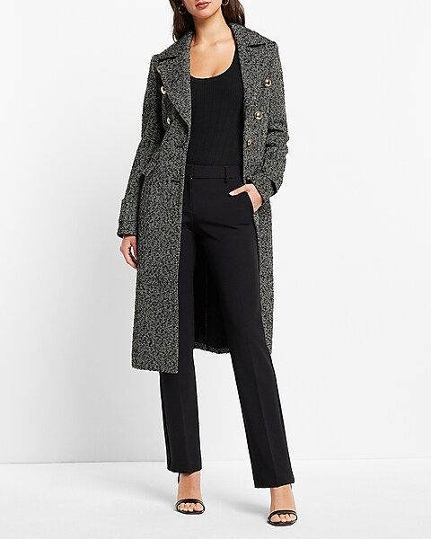 Speckled Tweed Novelty Button Trench Coat | Express