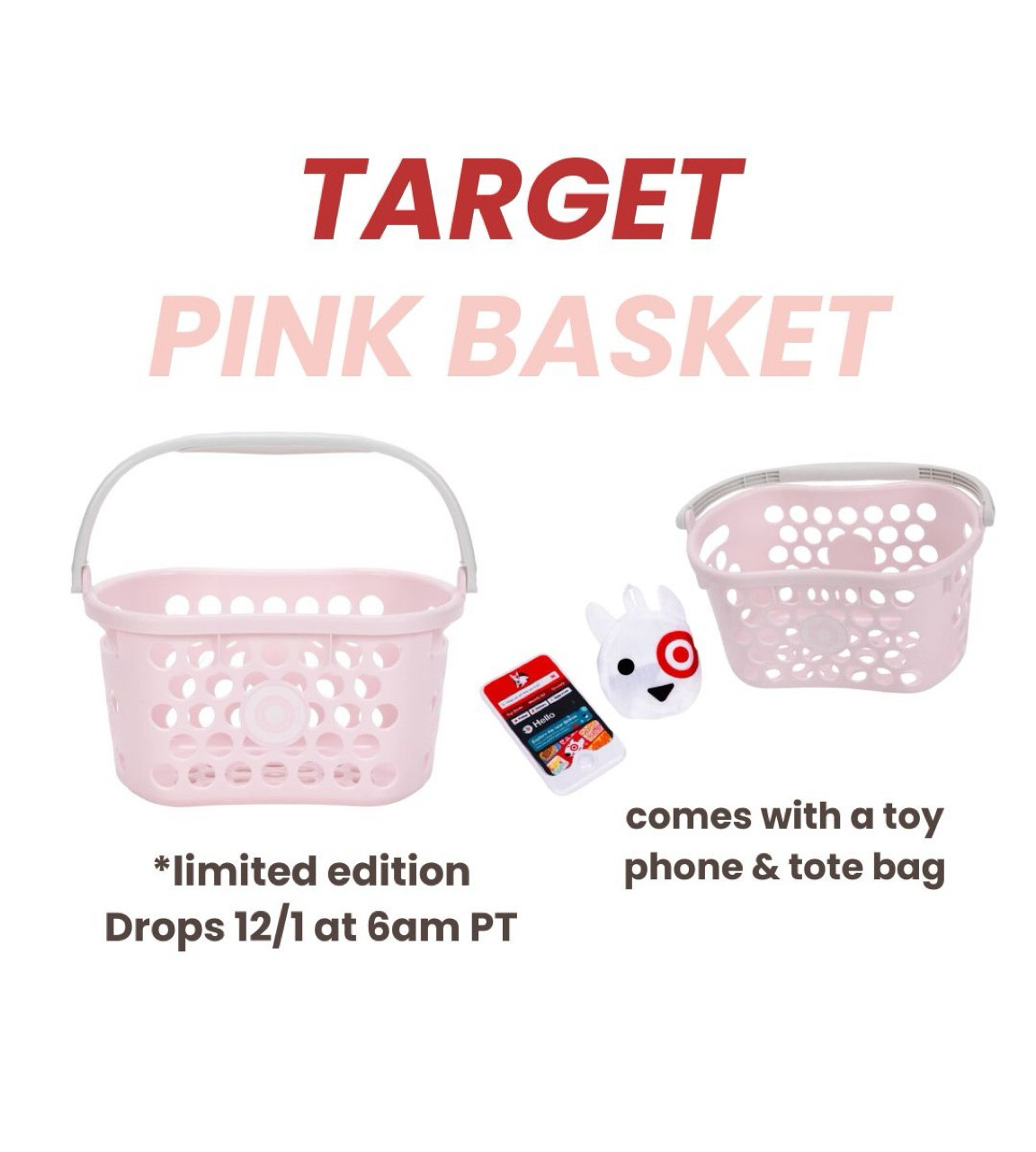 Target is selling a limited edition pink toy basket, available on Dec.1st at 6am PT! This item is online only and anticipated to sell out quickly! Comes with a toy phone and reusable bag.

They also have it in red!

#target #targetfinds #toy #christmas #giftguide #giftidea 

#LTKKids #LTKGiftGuide #LTKFamily