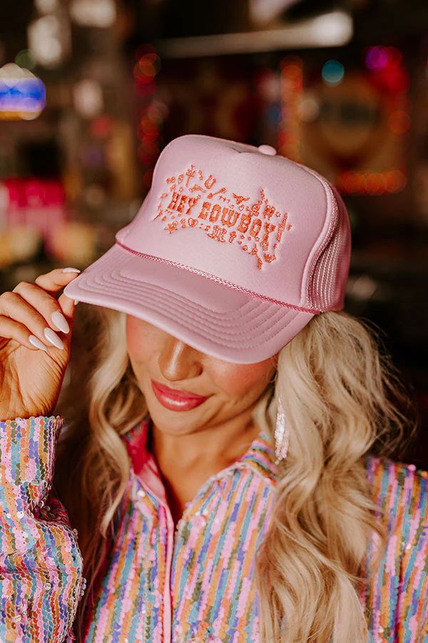 Hey Cowboy Embroidered Trucker Hat | Impressions Online Boutique