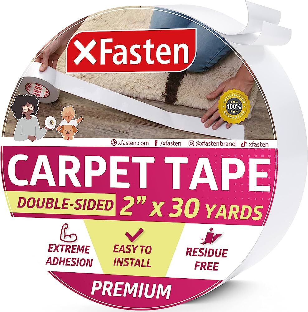 XFasten Double Sided Carpet Tape - Heavy Duty 2” x 30 yds Residue-Free Carpet Tape for Area Rug... | Amazon (US)