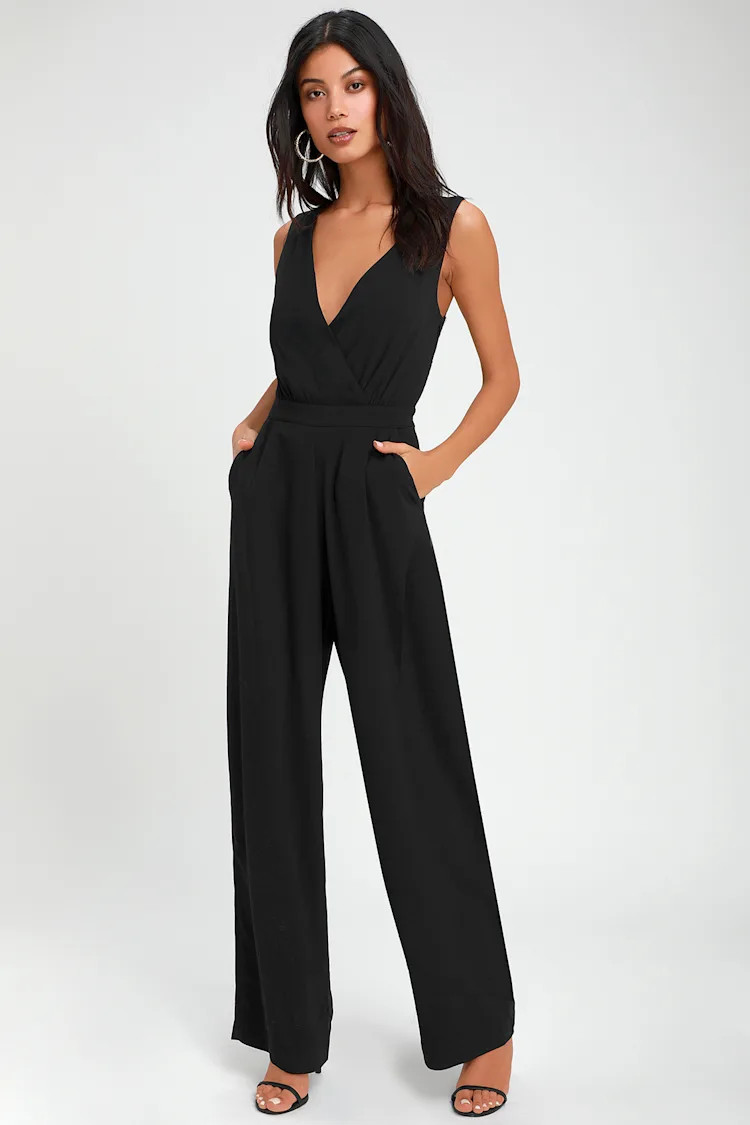 Kiska Black Lace Wide-Leg Jumpsuit | Lulus (US)