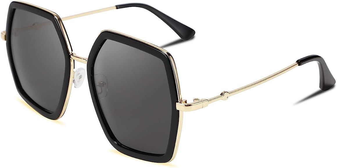 Women Large Hexagon Inspired Sunglasses Fashion Irregular Design Style Geometric B2503 | Amazon (US)