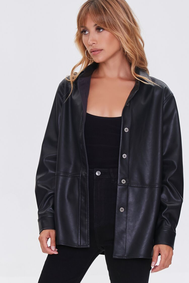 Faux Leather Drop-Sleeve Jacket | Forever 21 (US)