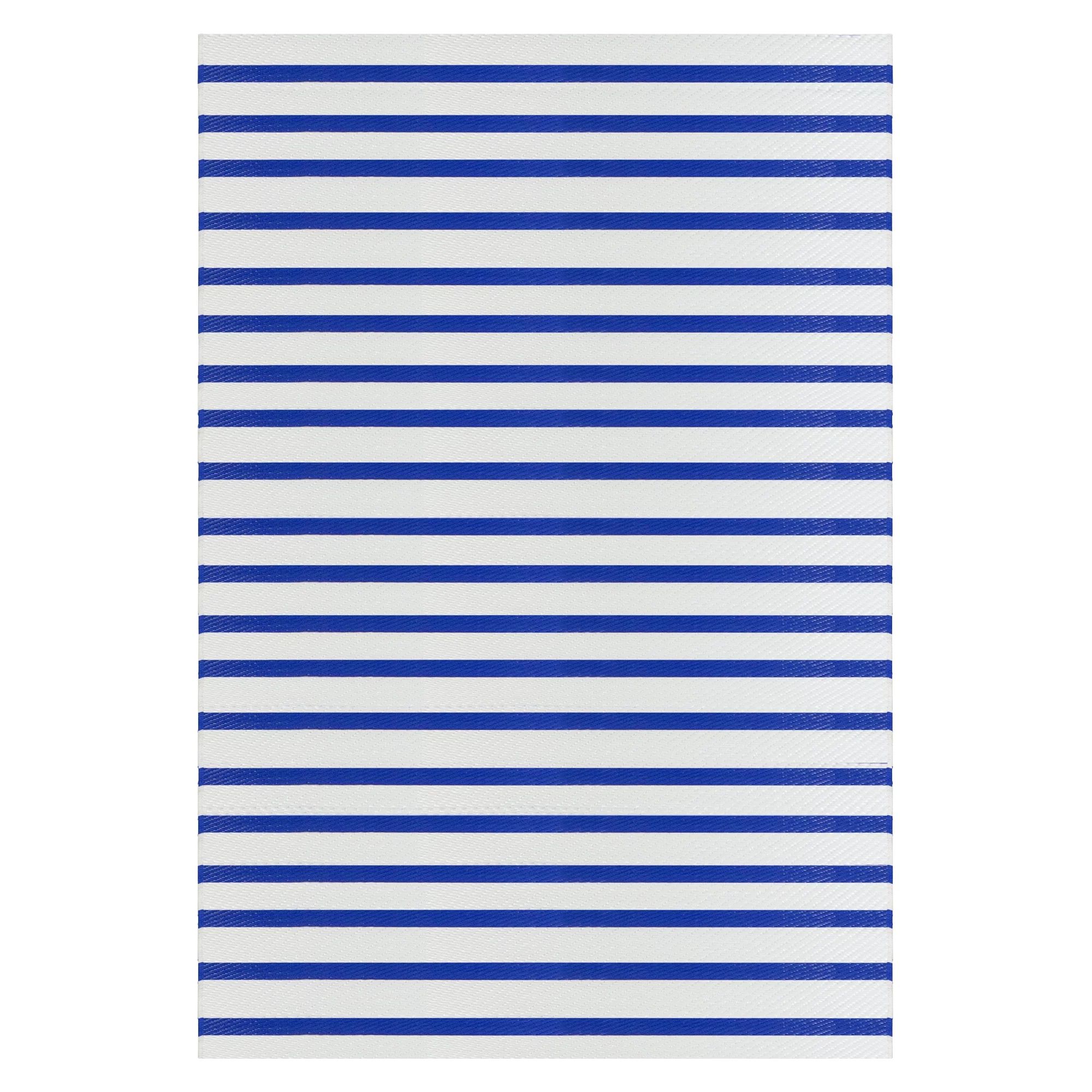 4' x 6' Blue and White Striped Rectangular Outdoor Area Rug | Walmart (US)