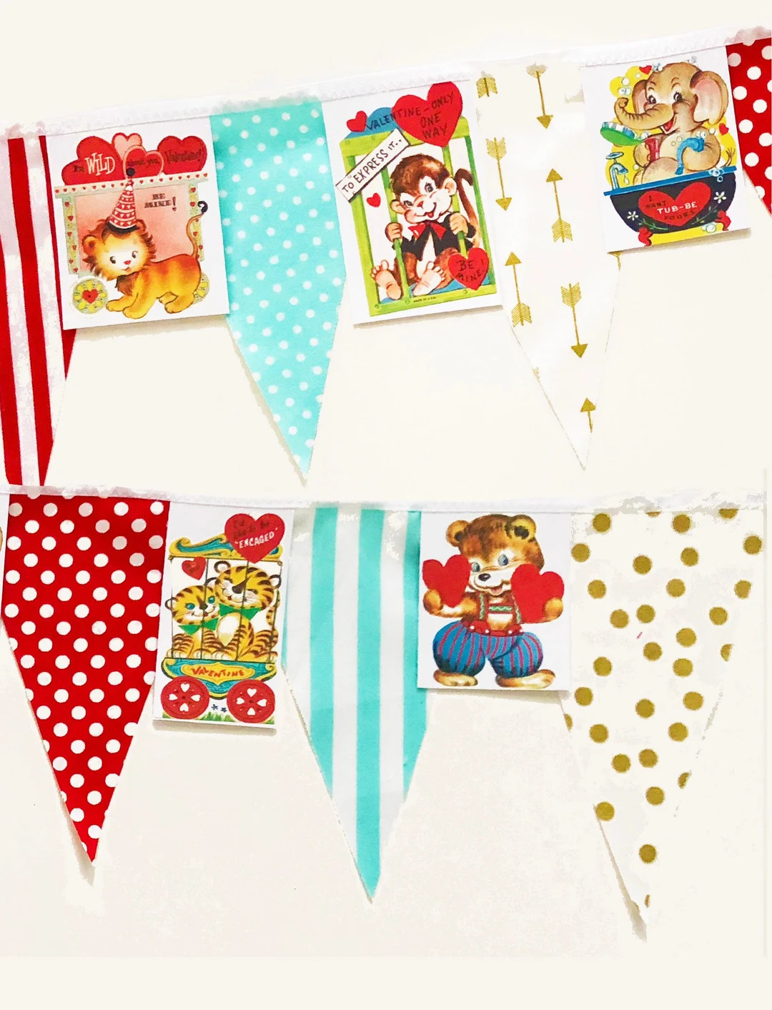 Valentine Bunting Banner, Valentine's Day Decor,  Vintage Circus Animal Valentine Party Decor, Va... | Etsy (US)