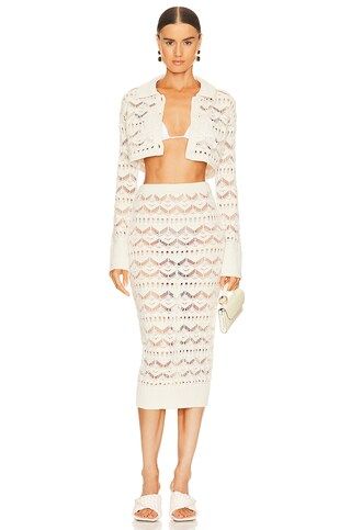 L'Academie Talmai Pointelle Cropped Cardigan in Ivory from Revolve.com | Revolve Clothing (Global)