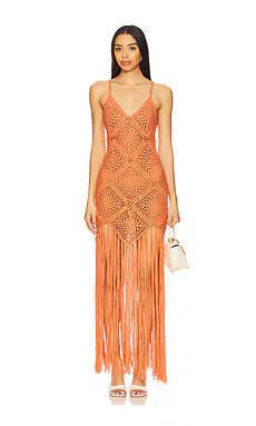 Line & Dot Wandering Crochet Dress in Coral from Revolve.com | Revolve Clothing (Global)
