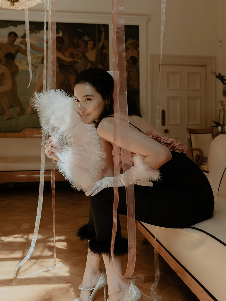 Pink Feather Gloves | Gigi & Olive
