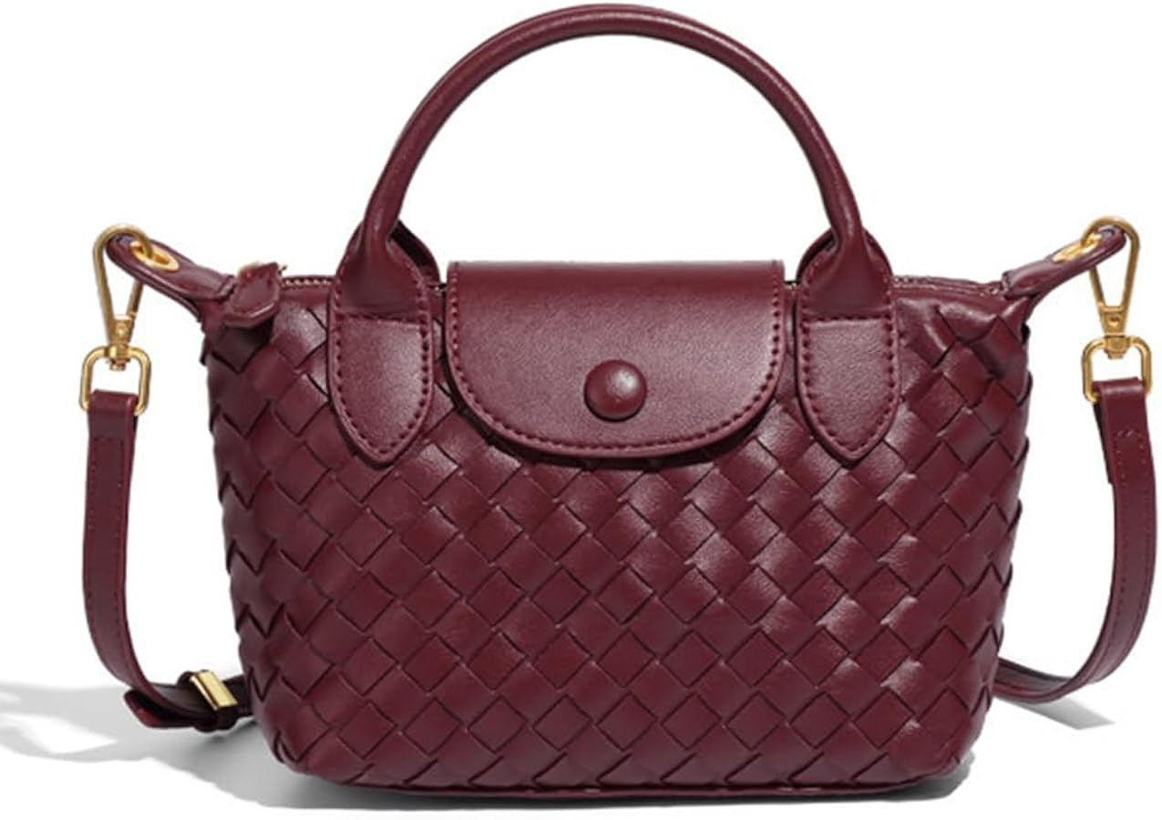 Small Woven Crossbody Bags Purse for Women Trendy Leather Dumpling Lightweight Mini Handbag | Amazon (US)