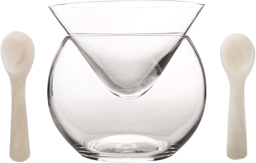 DUEBEL Glass Caviar Chiller Server Set Plus 2 pcs. x Mother of Pearl Caviar Spoon 3.15" – Unive... | Amazon (US)