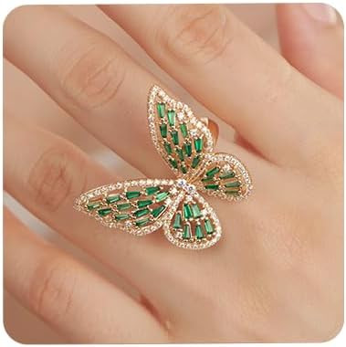 Aimimier Crystal Butterfly Ring Cubic Zirconia Bow-Knot Knuckle Ring for Women | Amazon (US)