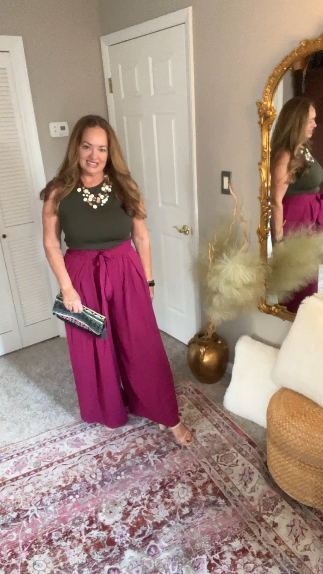 Magenta high waisted wide leg dress trousers… 

#LTKTravel #LTKMidsize #LTKSeasonal