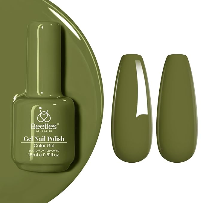 Beetles Olive Green Gel Nail Polish, 15ml Fall Army Green Earth Tone Gel Polish Long-Lasting Soak... | Amazon (US)