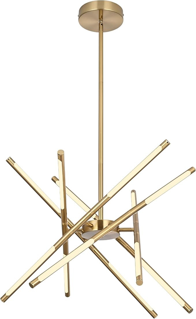 Brushed Brass Sputnik Chandelier 12 Light Gold Mid Century Modern Light Fixture Over Table, 5 Col... | Amazon (US)