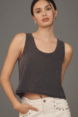 The Kacey Cotton-Slub Scoop-Neck Crop Tank Top by Pilcro | Anthropologie (US)