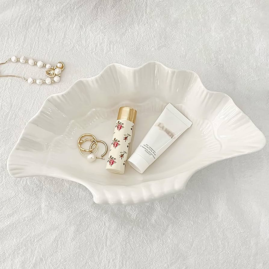 Seashell Ceramic Decorative Bowl Shell Jewelry Dish Tray, Shell Trinket Dish Ring Dish Jewelry Ho... | Amazon (US)