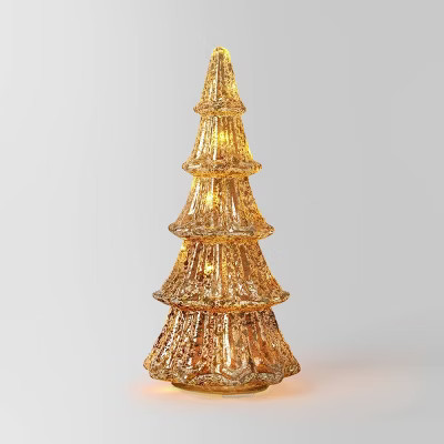 14" Christmas Mercury Lit Glass Tiered Tree Decor Champagne - Wondershop™ | Target