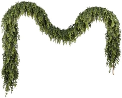 N&T NIETING 9ft Christmas Cedar Garland with Realistic Soft Thickness Pine, Artificial Green Faux... | Amazon (US)