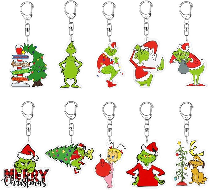Grinch Christmas Keychains Welcome To Whoville Keychains Merry Christmas Keychains for Keys Walle... | Amazon (US)