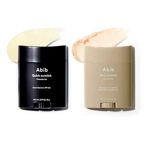 Abib Sunstick Duo SET: Quick Sunstick Protection Bar & Airy Sunstick Smoothing Bar | Broad Spectrum SPF50 | Korean Suncreen Stick Suncare, Water proof, No Whitecast, Centella Asiatica, Aloe Extract | Amazon (US)