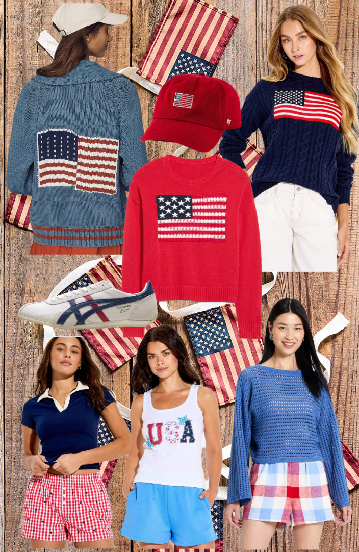 AMERICANA STYLE
.................
american flag sweater american flag shirt american shirt amerca shirt america flag shirt USA tank USA shirt blue sweater red sweater red white and blue sweater red white and blue outfit americana sweater target sweater memorial day outfit USA look 4th of july look 4th of july outfit gingham shorts red and whtie shorts red shorts 4th of july decor 4th of july style america 250 outfit mens 4th of july outfit kids 4th of july family 4th of july outfit memorial day party memorial day shirt  

 #LTKOver40 #LTKKids #LTKMens