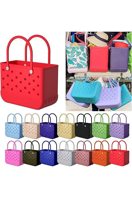 Rubber Beach Bag Waterproof Sandproof Outdoor Tote Bag Portable Travel Bag Beach Sports Handbag | Amazon (US)