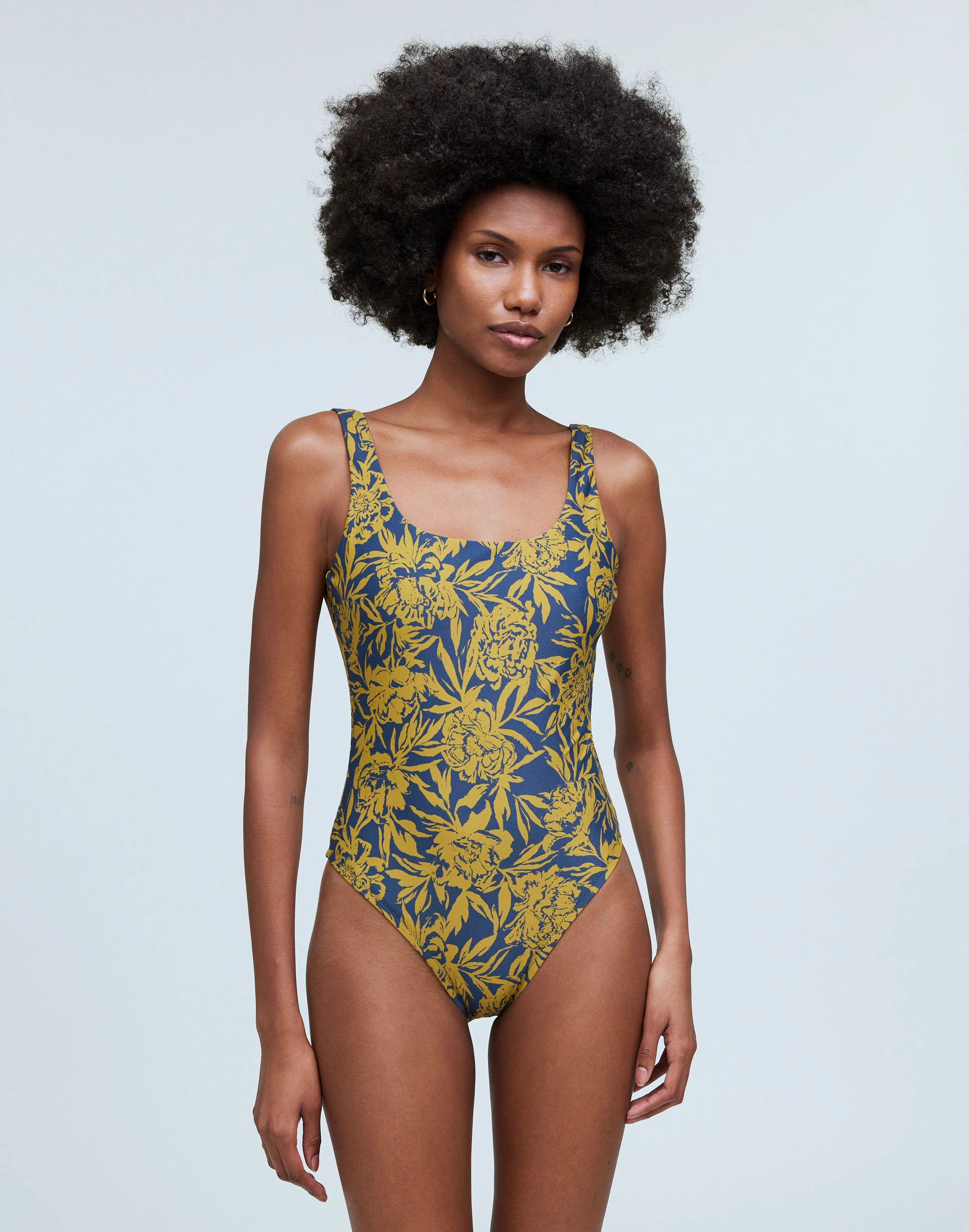 Scoop-Neck One-Piece Swimsuit in Floral | Madewell