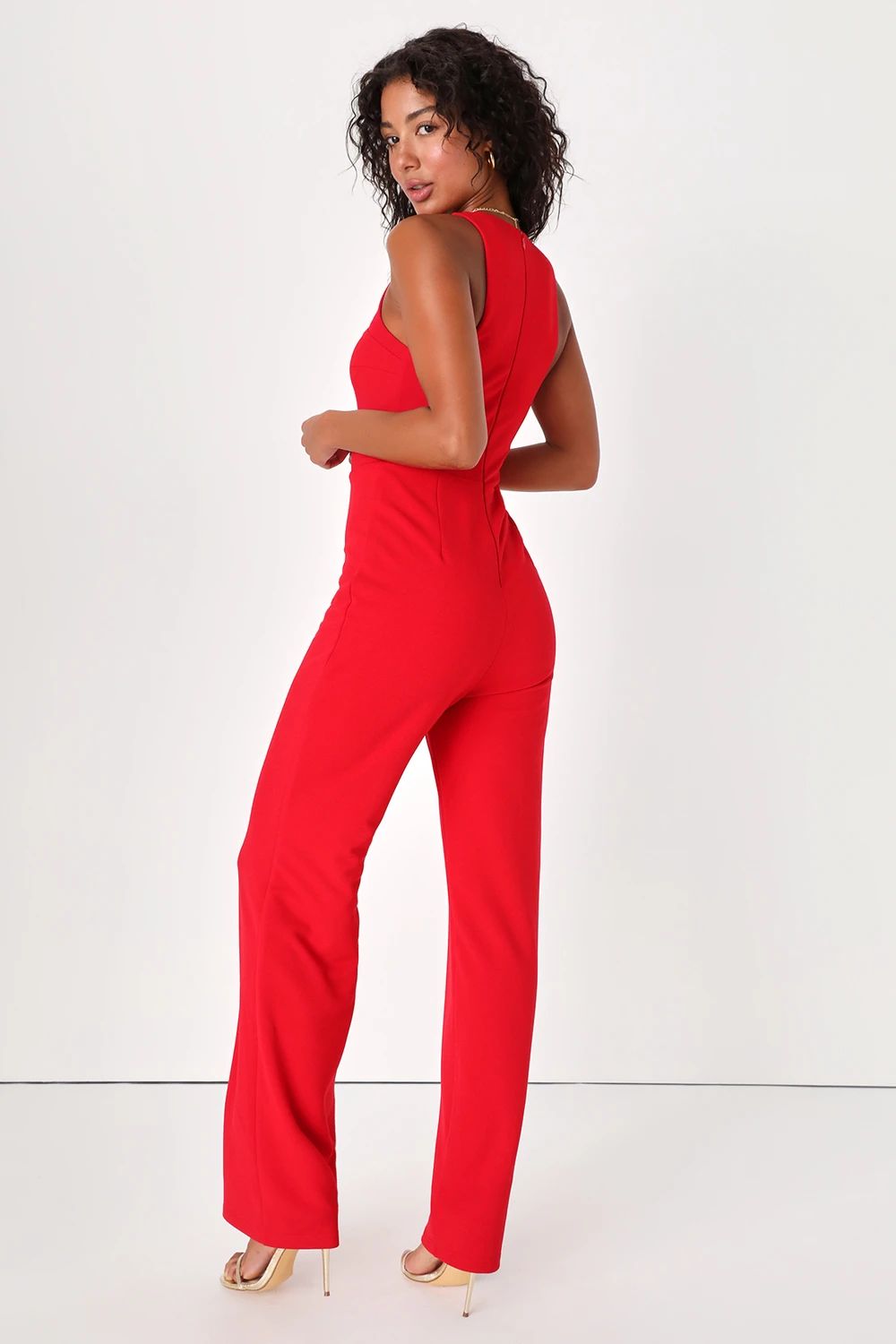Sincerely Sultry Red Cutout Wide-Leg Jumpsuit | Lulus (US)