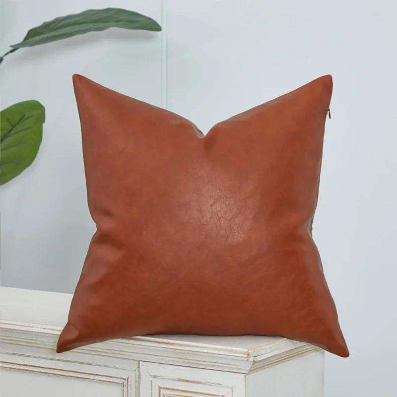 Square Faux Leather Pillow Cover | Wayfair North America